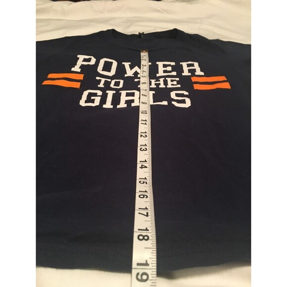 Anvil t-shirt Womens Medium black orange white Power to the Girls tee Y2K Sporty - Picture 6 of 6